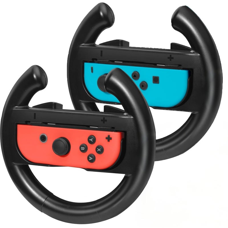 JoyHood Steering Wheel Compatible with Switch/Switch OLED Joy-Con Controller [2 Pack] Racing Wheel Controllers fit for Mario Kart 8 Deluxe - Black - Image 2